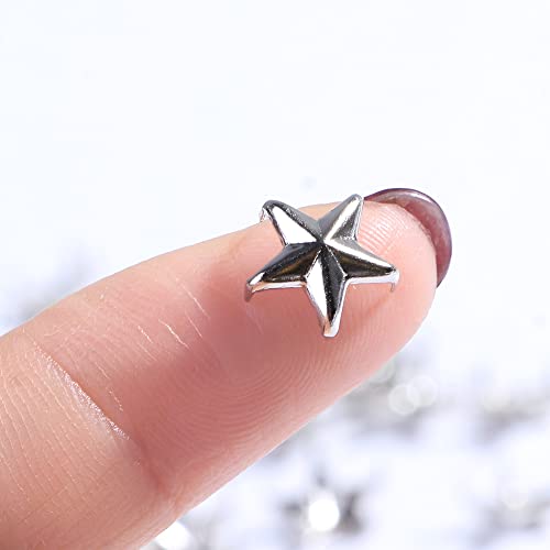 100Pcs Metal Star Shaped Rivets for Leather, Spikes Studs Rivets Studs for Leather Craft Clothing Bags Belts, Bag Shoes Clothes Bracelet Leather Craft