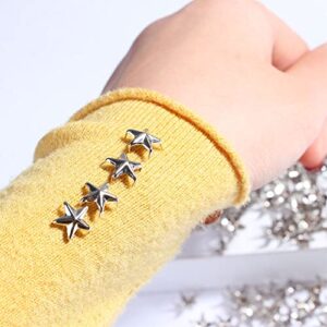 100Pcs Metal Star Shaped Rivets for Leather, Spikes Studs Rivets Studs for Leather Craft Clothing Bags Belts, Bag Shoes Clothes Bracelet Leather Craft