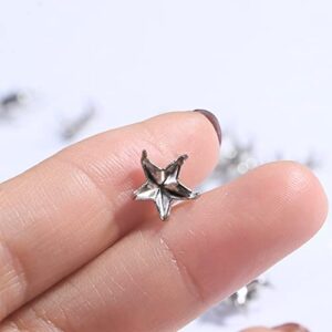 100Pcs Metal Star Shaped Rivets for Leather, Spikes Studs Rivets Studs for Leather Craft Clothing Bags Belts, Bag Shoes Clothes Bracelet Leather Craft