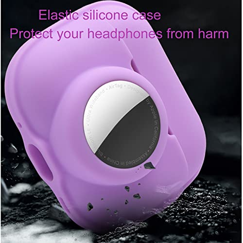 2 in 1 for Airpods Pro 2 Case and AirTag Case Cover with 2 Lanyard, Silicone GPS Tracker Cover Holder for airtag, Carrying Case for airpods pro 2, Soft Shock-Proof Anti-Scratch Anti-Lost Purple