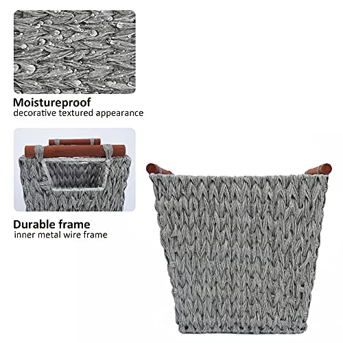 GRANNY SAYS Bundle of 2-Pack Small Trash Can & 2-Pack Wicker Bathroom Wastebaskets