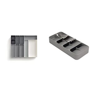 joseph joseph blox drawer organizer, 10 piece, grey & drawerstore compact cutlery organizer kitchen drawer tray, large, gray
