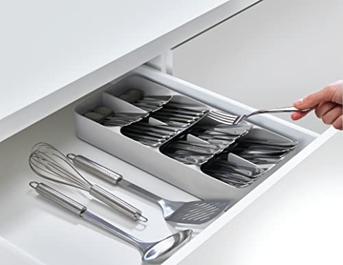 Joseph Joseph Blox Drawer Organizer, 10 Piece, Grey & DrawerStore Compact Cutlery Organizer Kitchen Drawer Tray, Large, Gray