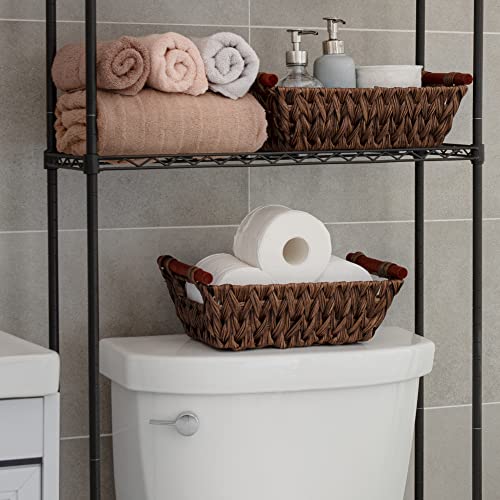 GRANNY SAYS Bundle of 2-Pack Woven Wastebasket for Organizing & 2-Pack Woven Storage Baskets for Bathroom