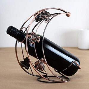 AYNEFY Countertop Red Wine Rack Holder Shelf Display Stand Organizer Moon Shape Storage Bronze Stylish Decoration Unique Gift Bottle Desktop Freestanding