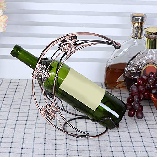 AYNEFY Countertop Red Wine Rack Holder Shelf Display Stand Organizer Moon Shape Storage Bronze Stylish Decoration Unique Gift Bottle Desktop Freestanding