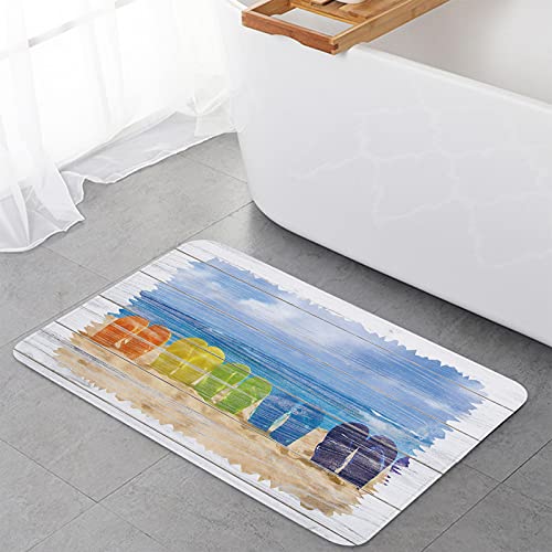 Bathroom Rugs 18x30 Inch Area Rug for Bedroom Decor, Absorbent Low Profile Outdoor Rug Home Decor Kitchen Rugs Carpet, Colorful Flip Flops in The Beach Door Mat Floor Mats for Living Room Decor