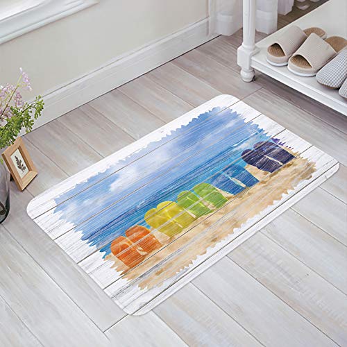 Bathroom Rugs 18x30 Inch Area Rug for Bedroom Decor, Absorbent Low Profile Outdoor Rug Home Decor Kitchen Rugs Carpet, Colorful Flip Flops in The Beach Door Mat Floor Mats for Living Room Decor