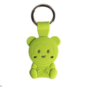 Cute Bear AirTag Holder for Kids, 2-Pack Soft Silicone Airtag Protective Case Cover for Apple Airtag(Green)