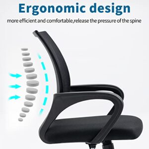 ALINUNU Office Chair, Ergonomic Office Chair, Mesh Computer Chair, Ergonomic Office Chair, Lumbar Support, Tight Sponge, Comfortable Sitting, Adjustable Executive Office Chair