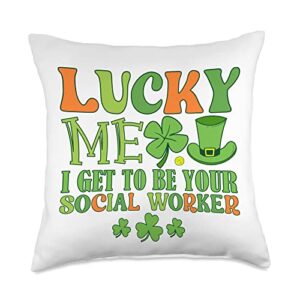 social worker stylish lucky i get to be your social worker st patrick's day funny throw pillow, 18x18, multicolor
