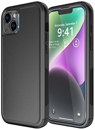 Diverbox Designed for iPhone 14 Plus case with Screen Protector Camera Lens Cover Heavy Duty Shockproof Shock-Resistant Cases for Apple iPhone 14 Plus Phone 6.7 inch (Black)