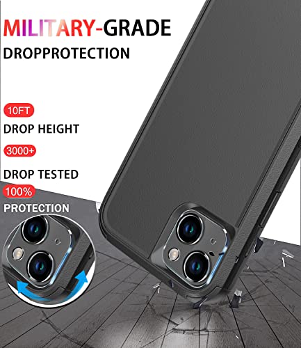 Diverbox Designed for iPhone 14 Plus case with Screen Protector Camera Lens Cover Heavy Duty Shockproof Shock-Resistant Cases for Apple iPhone 14 Plus Phone 6.7 inch (Black)