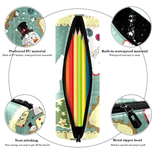 GUEROTKR Pencil Case, Pencil Pouch, Pen Case, Pen Pouch, Small Pencil Pouch, Happy Snowman in Winter