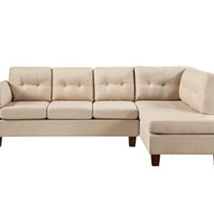 Provins Khaki Linen Modern Sectional Sofa with Right Facing Chaise