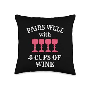 passover four cups wine kosher shop happy passover pairs well with 4 cups of wine matzah pesach throw pillow, 16x16, multicolor