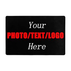 Custom Personalized Rug with Your Own Logo Image Text Photo,Custom Area Carpet Anti Slip Washable Decorative Door Mat for Office Home Bedroom Living Room,36 x 24 in