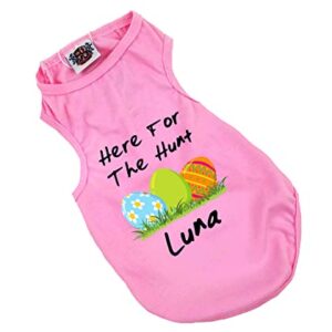 Here for The Hunt Easter Dog Shirt, Easter Egg Hunt Bunny Dog Shirt, Easter Shirt for Dogs, Easter Shirt for Dogs, Clothes for Pets (M 10-15 lbs)