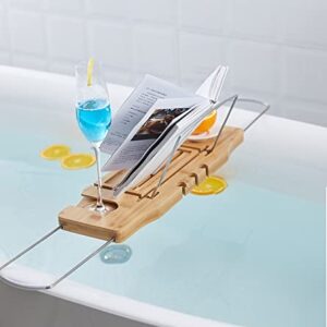 LUKEO Bath Tub Tray Spa Bathtub Book Wine Tablet Holder Reading Rack Bathtub Multi-Function Bathroom Accessories