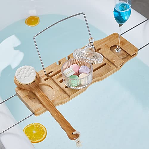 LUKEO Bath Tub Tray Spa Bathtub Book Wine Tablet Holder Reading Rack Bathtub Multi-Function Bathroom Accessories