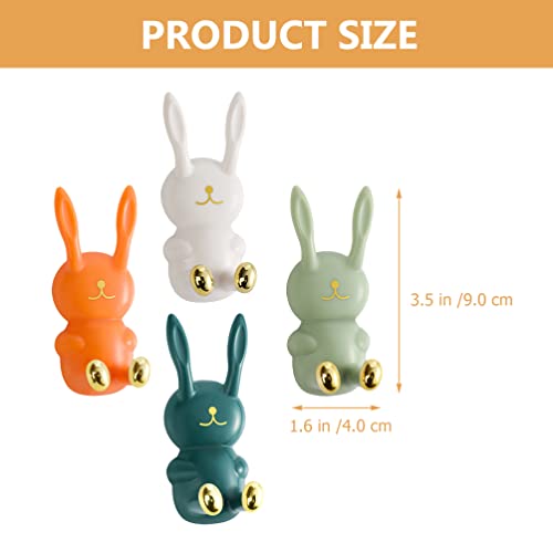 Cabilock 4pcs Adorable Rabbit Nail Free Hook Wall Coat Hanger Rabbit Wall Hooks Umbrella Holder No Punching Key Hook Bathroom Hooks Adhesive Cable Organizer Abs Child Key Chain Wall-Mounted