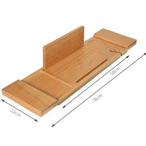 LUKEO Bathtub Tray Bath Tray Wooden Bathroom Storage Spa Bath Tub Tray Bridge Shelf Organizer Reading Rack ( Size : 78cm )