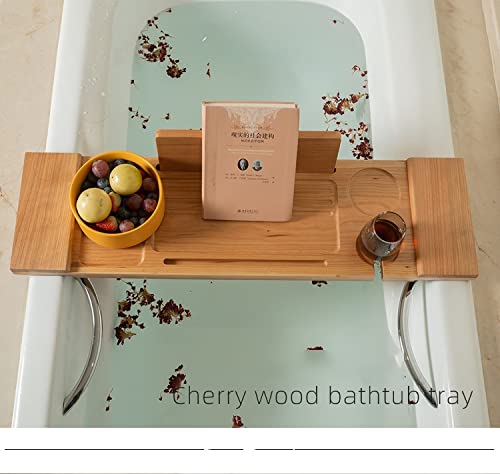 LUKEO Bathtub Tray Bath Tray Wooden Bathroom Storage Spa Bath Tub Tray Bridge Shelf Organizer Reading Rack ( Size : 78cm )