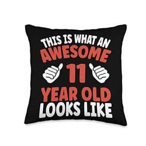 birthday present for 11 year 11th birthday gift this is what an awesome 11 year old looks like 11th birthday throw pillow, 16x16, multicolor