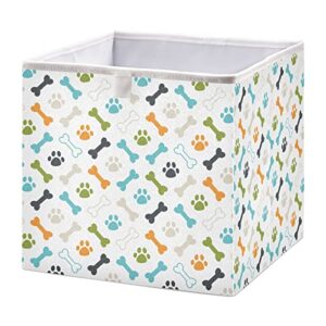 cataku bone paws print storage bins 11 inch fabric storage baskets for shelves foldable storage baskets for organizing decorative large closet organizers cubes