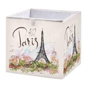 cataku paris eiffel tower cubes storage bins 11 inch collapsible fabric storage baskets shelves organizer foldable decorative bedroom storage boxes for organizing home