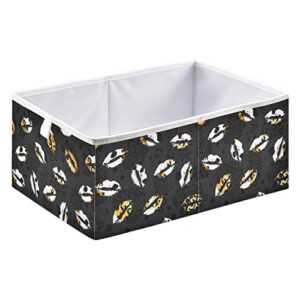 cataku lips leopard skin cube storage bins for organization, rectangular fabric storage cubes storage bins for cube organizer foldable storage baskets for shelves living room