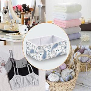 CaTaKu Blue Paisley Flower Cubes Storage Bins 11 inch Collapsible Fabric Storage Baskets Shelves Organizer Foldable Decorative Bedroom Storage Boxes for Organizing Home