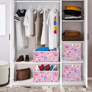 CaTaKu Cute Fantasy Pink Storage Baskets Large Rectangular Storage Bins Baskets for Organizing Fabric Collapsible Storage Organizer for Shelves