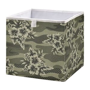cataku flower camouflage storage bins 11 inch fabric storage baskets for shelves foldable storage baskets for organizing decorative large closet organizers cubes