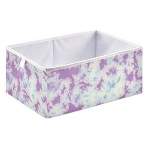 CaTaKu Tie Dye Purple Cube Storage Bins for Organization, Rectangular Fabric Storage Cubes Storage Bins for Cube Organizer Foldable Storage Baskets for Shelves Living Room