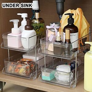 shopwithgreen 2 Tier Clear Organizers and Storage, Pull Out Under Sink Organizer, Multi-Purpose Drawer Basket, Kitchen Bathroom Countertop Vanity, Medicine Cabinet Office Storage Bins