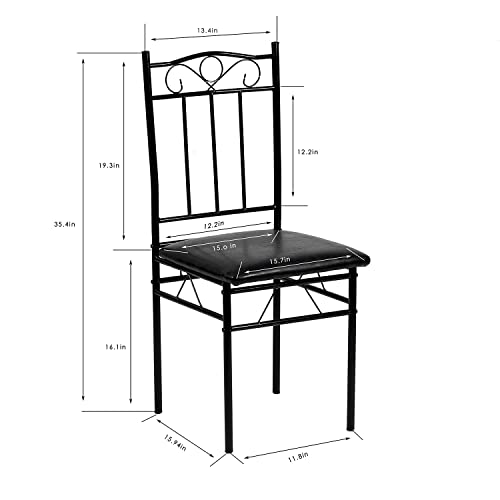 FurnitureR 7-Piece Dining Table Set for Home Kitchen Small Space, Breakfast Nook with 6 Chairs, Retro Brown PU Seat Metal Leg