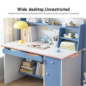 QQXX K-*ids Desk and Chair Set for Boys Girls,Student Learning Table with Hutch,School Study Desk with Cabinet,Wooden K*-id's Media Desk,Computer Workstation with Keyboard Tray
