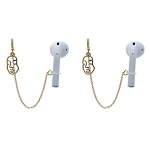 Airpod Earrings Anti Lost Earring Strap for Airpods Anti Lost Strap for Airpods Pro, Wireless Earhooks Earbuds Earphone Holder Connector, Compatible with Airpods 1 2 3 (Gold face Style)