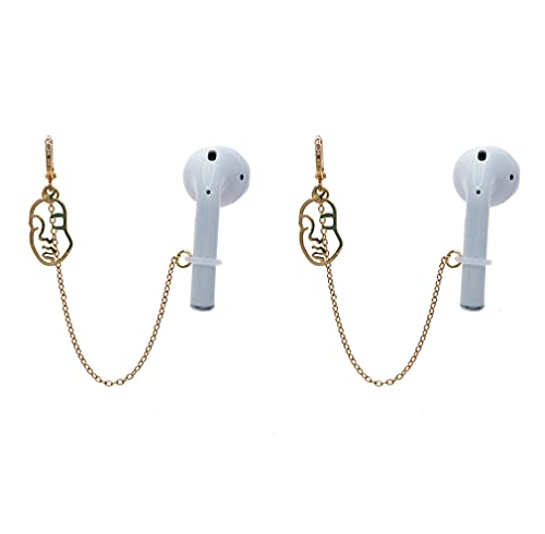 Airpod Earrings Anti Lost Earring Strap for Airpods Anti Lost Strap for Airpods Pro, Wireless Earhooks Earbuds Earphone Holder Connector, Compatible with Airpods 1 2 3 (Gold face Style)
