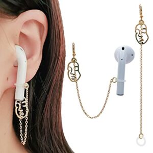 Airpod Earrings Anti Lost Earring Strap for Airpods Anti Lost Strap for Airpods Pro, Wireless Earhooks Earbuds Earphone Holder Connector, Compatible with Airpods 1 2 3 (Gold face Style)