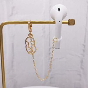 Airpod Earrings Anti Lost Earring Strap for Airpods Anti Lost Strap for Airpods Pro, Wireless Earhooks Earbuds Earphone Holder Connector, Compatible with Airpods 1 2 3 (Gold face Style)