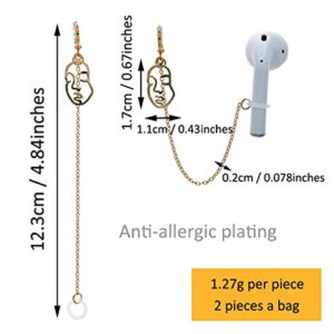 Airpod Earrings Anti Lost Earring Strap for Airpods Anti Lost Strap for Airpods Pro, Wireless Earhooks Earbuds Earphone Holder Connector, Compatible with Airpods 1 2 3 (Gold face Style)