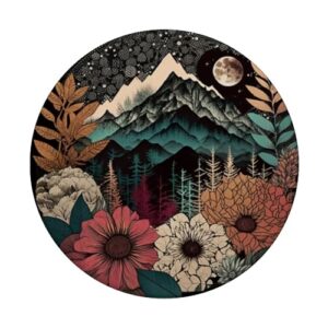 Boho Chic Floral Moon Mountain Forest Nature Retro Flower PopSockets Standard PopGrip