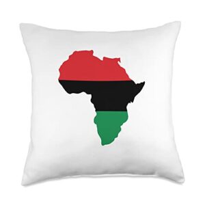 black history & juneteenth africa map black history month juneteenth african american throw pillow, 18x18, multicolor