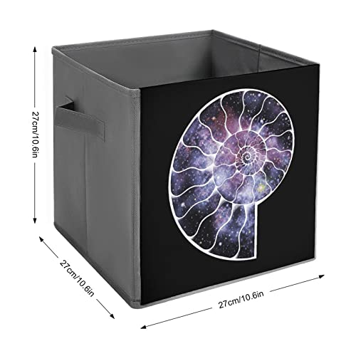 Ammonite Space PU Leather Collapsible Storage Bins Canvas Cube Organizer Basket with Handles