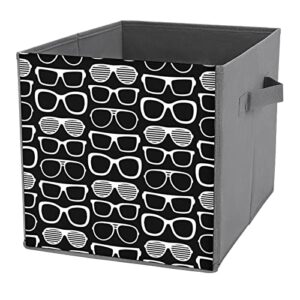 sunglasses pu leather collapsible storage bins canvas cube organizer basket with handles