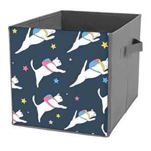 space with colored backpacks cats pu leather collapsible storage bins canvas cube organizer basket with handles