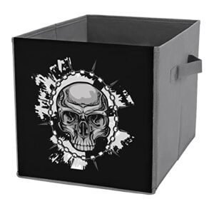 skull chain pu leather collapsible storage bins canvas cube organizer basket with handles