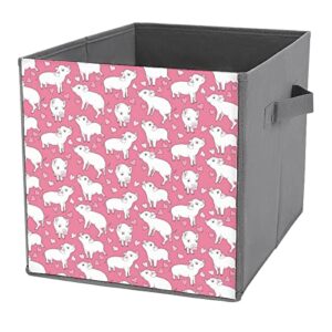 pink mini pigs pu leather collapsible storage bins canvas cube organizer basket with handles